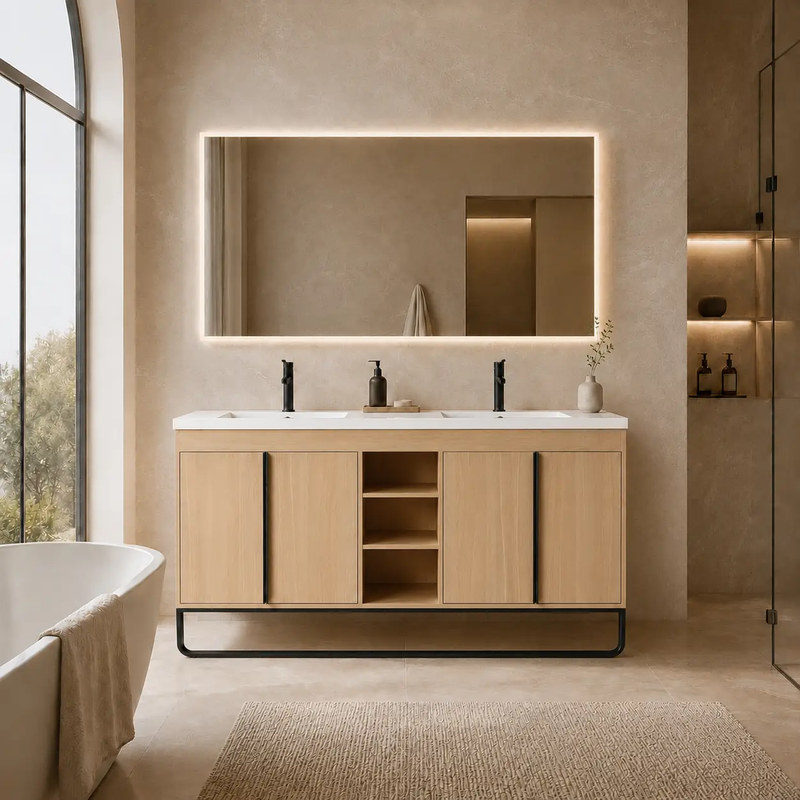 60" Freestanding Bathroom Vanity With Resin Double Sink by HouseOfZazla