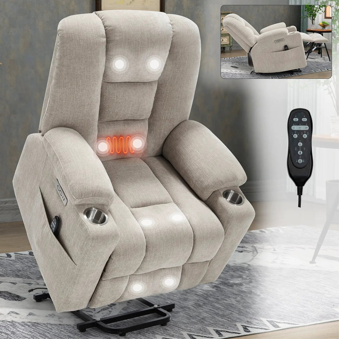 Power Lift Recliner Chair with Massage and Heat by HouseOfZazla
