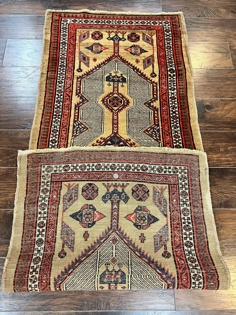 Antique Persian Runner 3 x 7, Camel Hair Runner 3x7 ft, Handmade Hallway Rug, Geometric Design, Tribal Rug, Persian Sarab Rug 3x7 by Jewel Rugs
