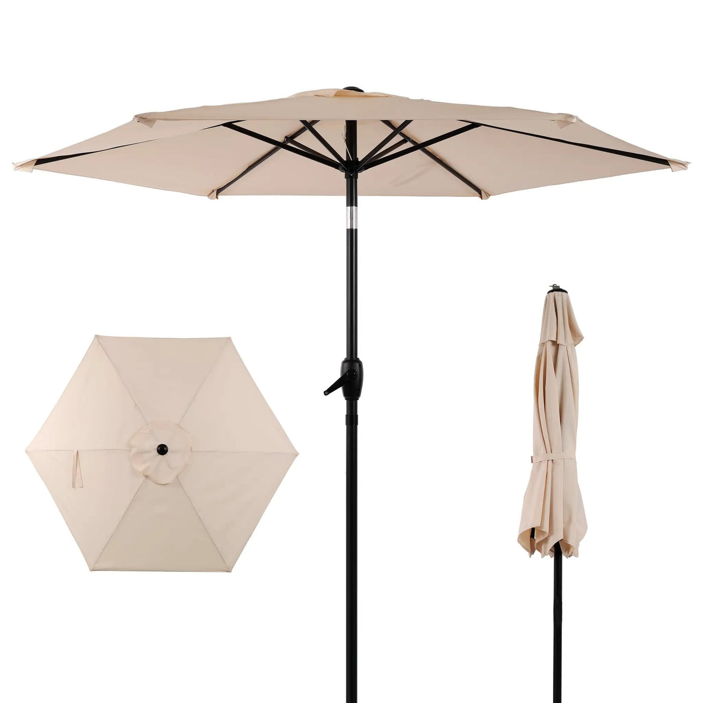 10FT Patio Umbrella with Push Button Tilt and Crank Mechanism by HouseOfZazla