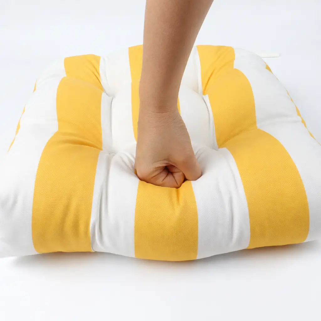 Outdoor Chair Cushions Set of 2, 19 x 19 x 4 Inch Tufted Seat Cushions with Ties by HouseOfZazla