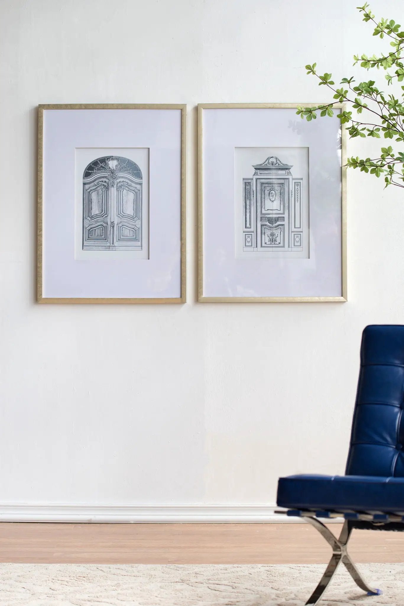 Fake Pencil Architectual Wall Art, Wall Decor Accent (Set of 2) - Silver by Unique Piece Furniture