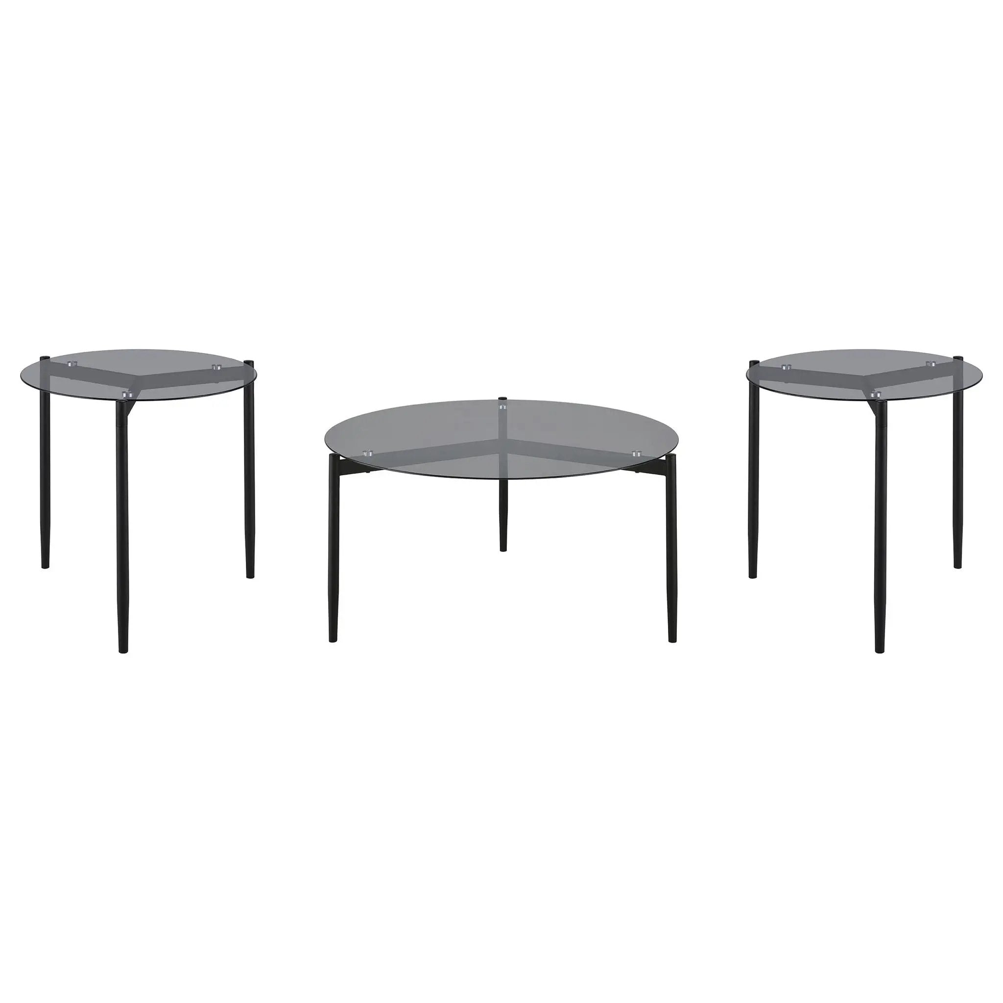 Rosalie 3-piece Round Coffee and End Table Set Grey by Unique Piece Furniture