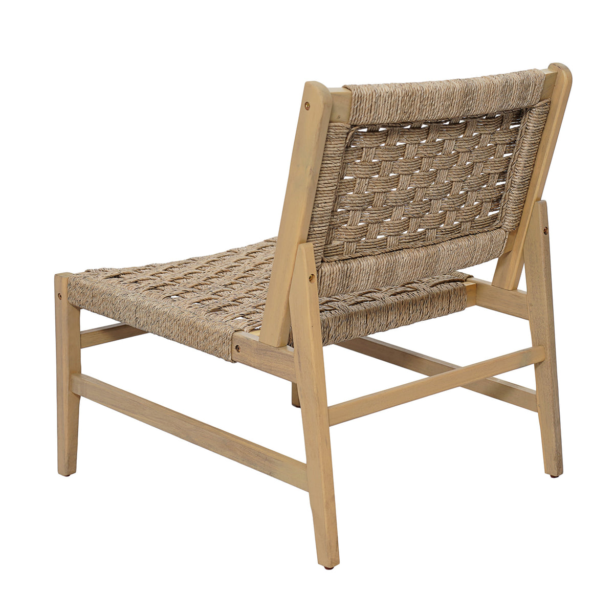 Acacia Wood Patio Club Chair with Wicker - Light Brown or Light Grey, photo 8 of 10