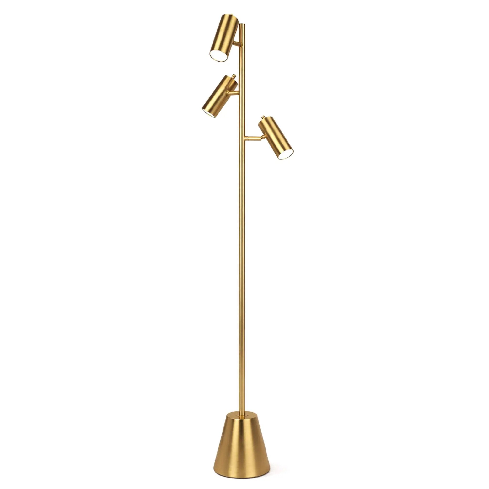 Lumina - Floor Lamp With Rotary Switch Triple Spots Cone Base - Gold by HouseOfZazla