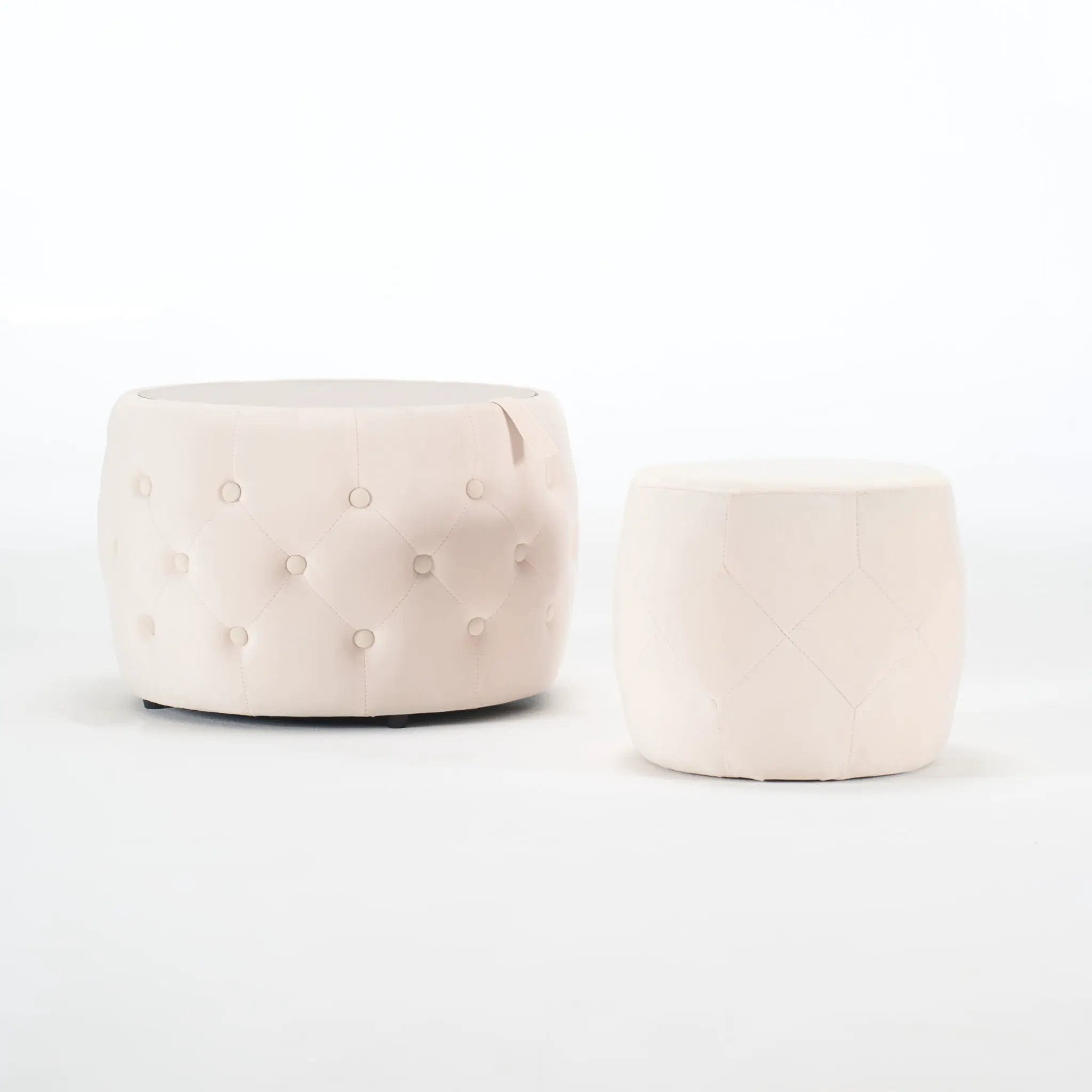 Nesting Ottomans 2 Piece With Tray, 4 In 1 Function by HouseOfZazla