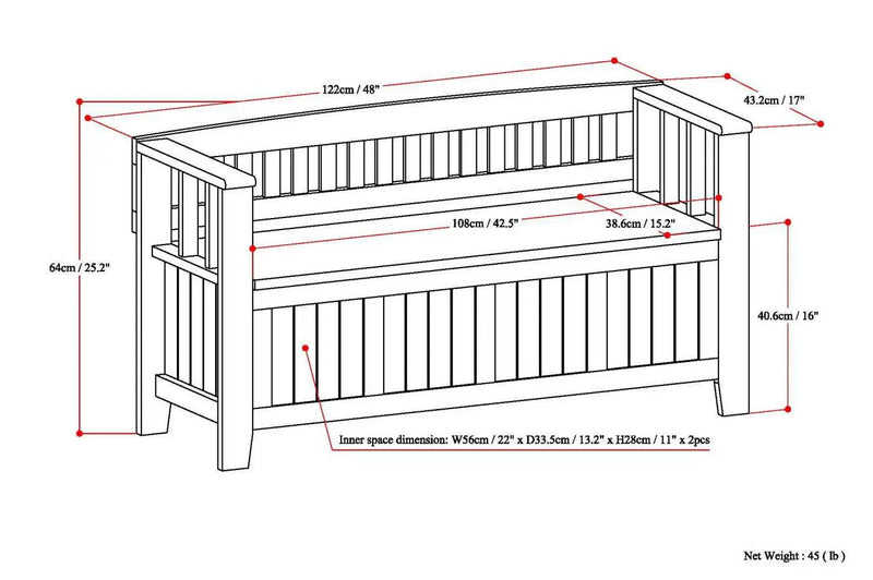 Acadian - Entryway Storage Bench, Handcrafted by HouseOfZazla