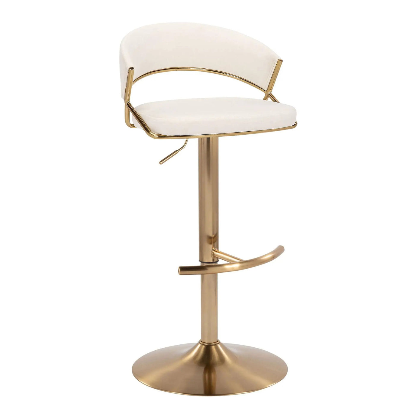 Jie - Contemporary Adjustable Barstool With Swivel With Rounded T Footrest (Set of 2) by HouseOfZazla