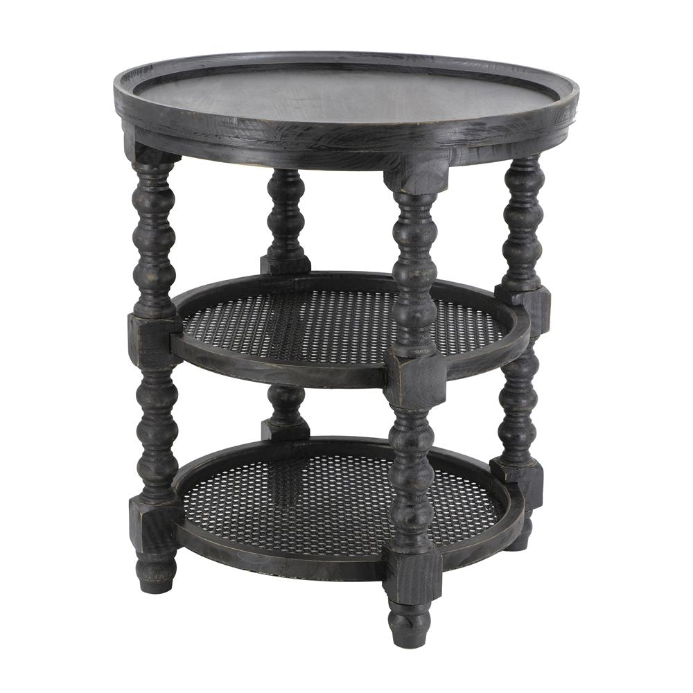 Round 3 Tiered Side Table with Multi-Tier Storage - Light Brown or Black, photo 2 of 8