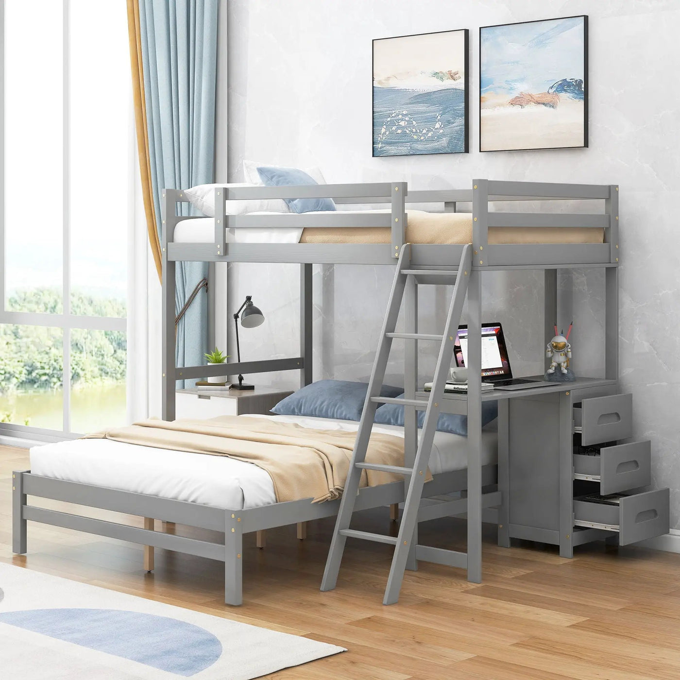 Bunk Bed With Built In Desk And 3 Drawers by HouseOfZazla