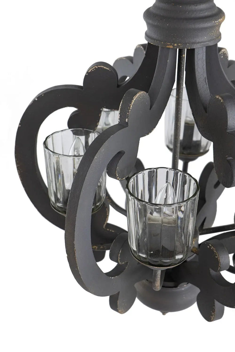 Farmhouse Chandelier, 6 Light Wood Chandelier Pendant Light Fixture With Adjustable Chain For Dining Room Living Room Entryway, Bulb Not Included by HouseOfZazla