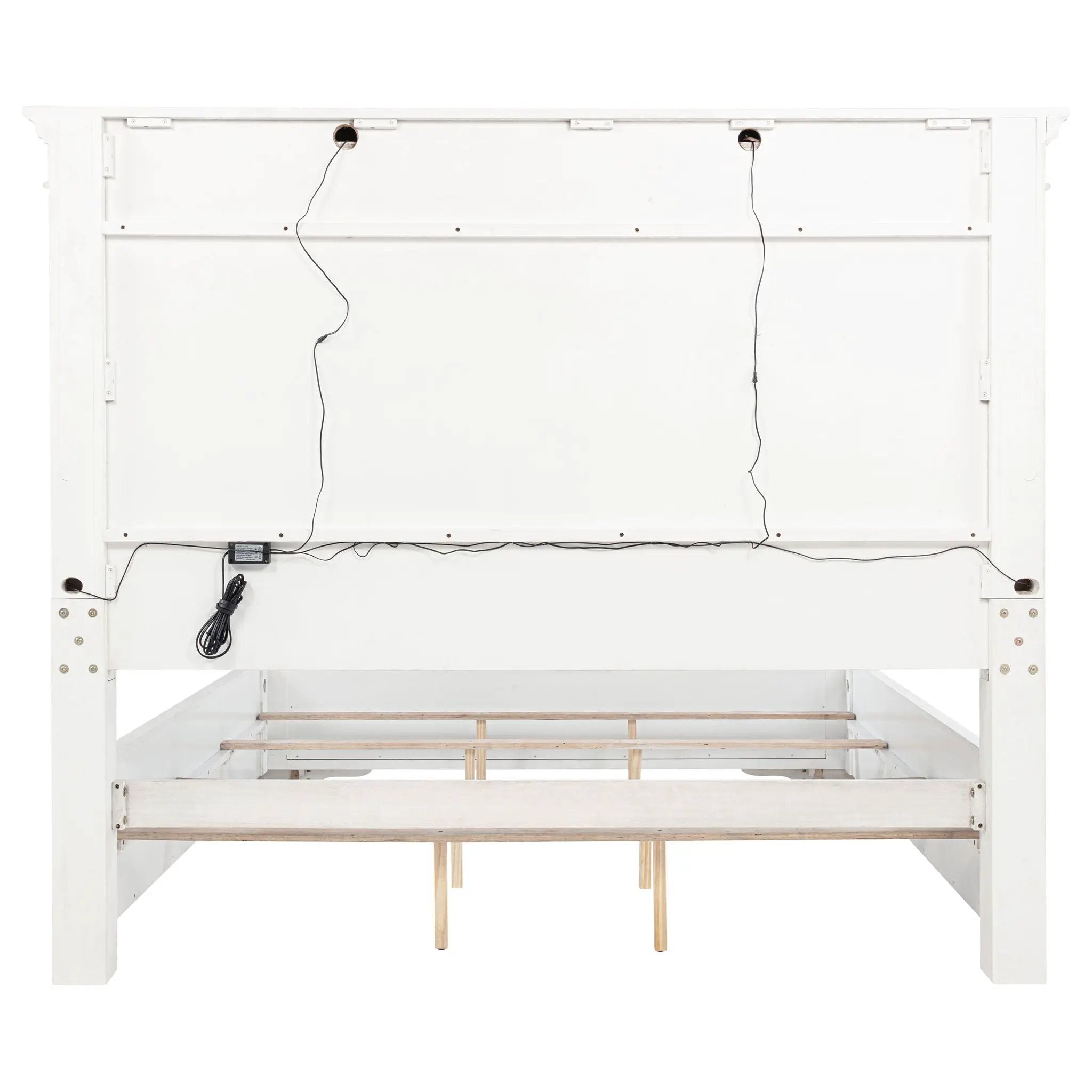 McKinney Eastern King LED Light Panel Bed Vintage White by Unique Piece Furniture