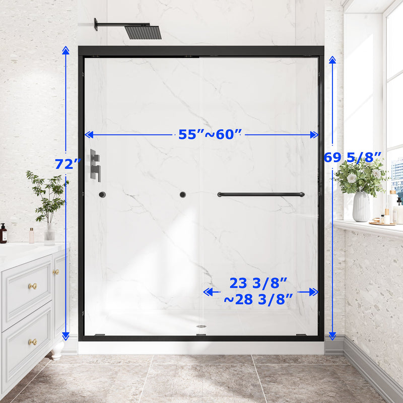 55"-60" W x 72" H Matte Shower Door by HouseOfZazla
