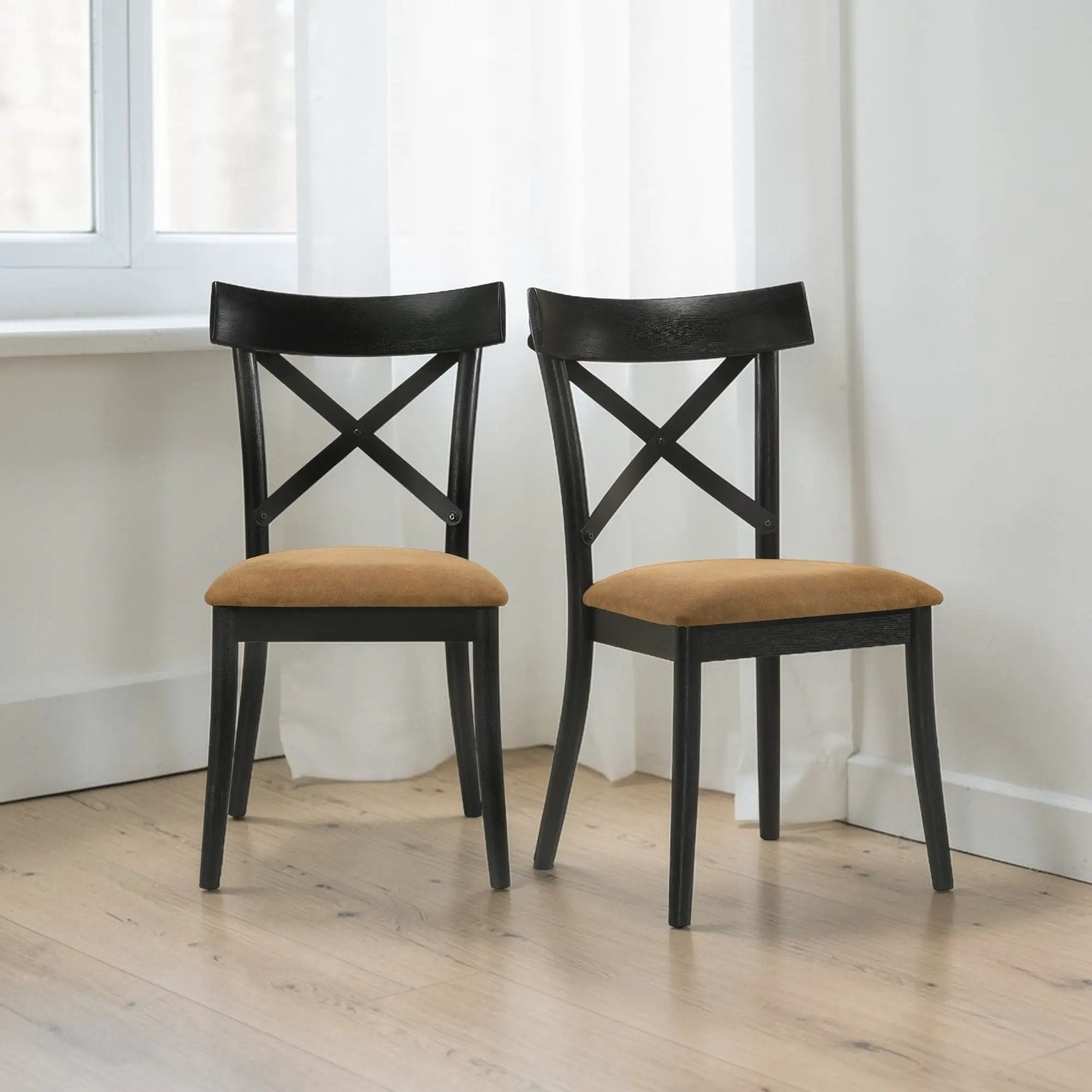Hillary - Side Chair (Set of 2) - Black / Brown by HouseOfZazla