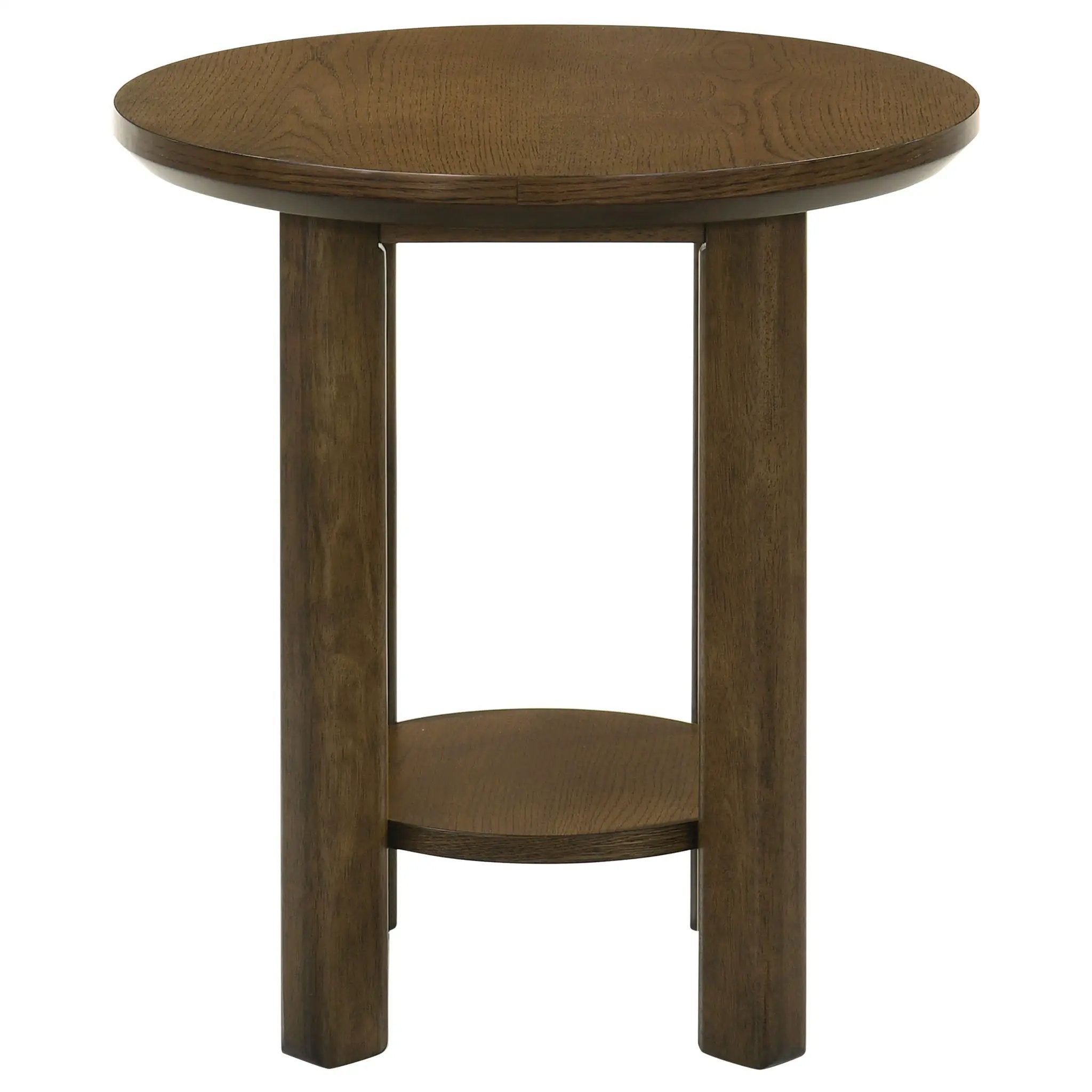 Ottowa 22-Inch Round Wood Side End Table with Shelf Brown by Unique Piece Furniture