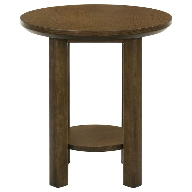Ottowa 22-Inch Round Wood Side End Table with Shelf Brown by Unique Piece Furniture