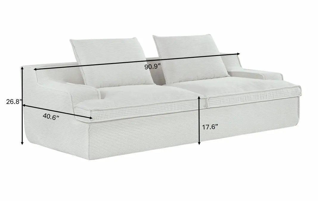 Nimbus - Oversized Full Foam 4 Seater Couch For Living Room Upholstered In Soft, Wide Armrests by HouseOfZazla