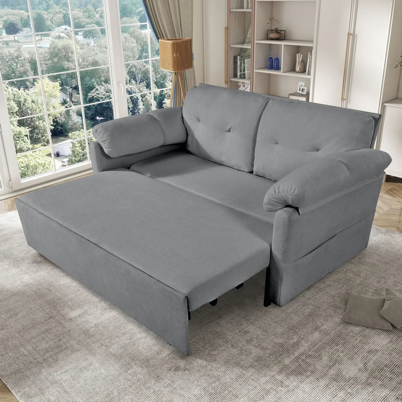 Convertible Pull Out Sofa Bed Queen Size, 3 In 1 With Side Storage by HouseOfZazla