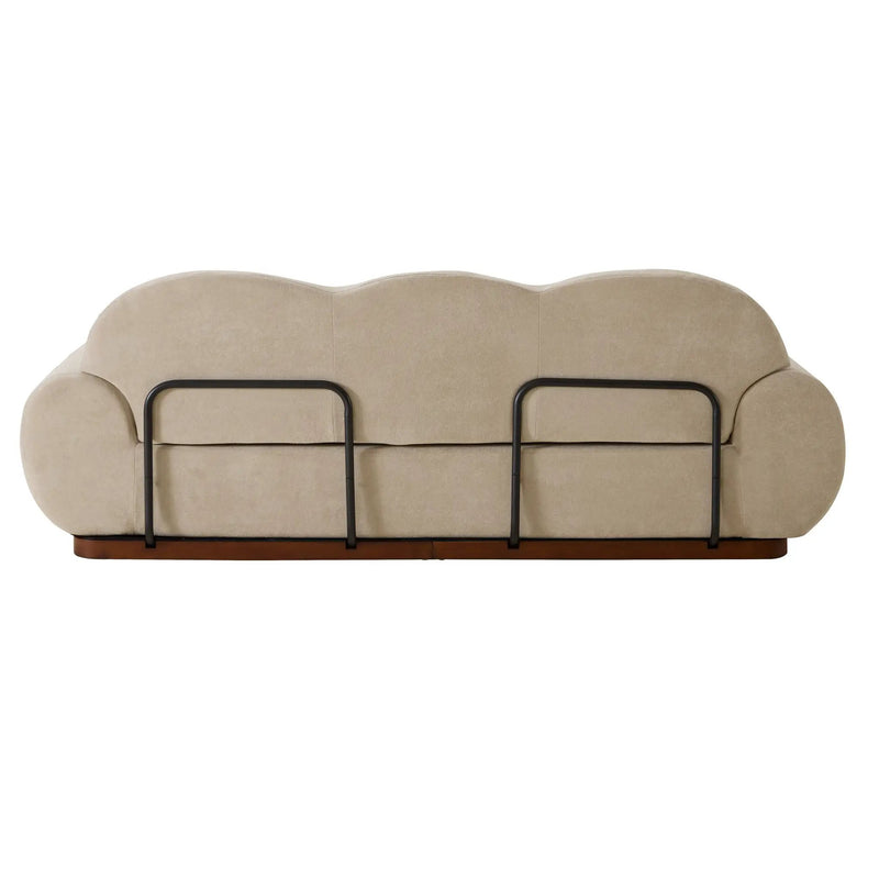 88 in. Round Arm Cloud Curved 3 Seater Modern Upholstered Velvet Sofa by HouseOfZazla