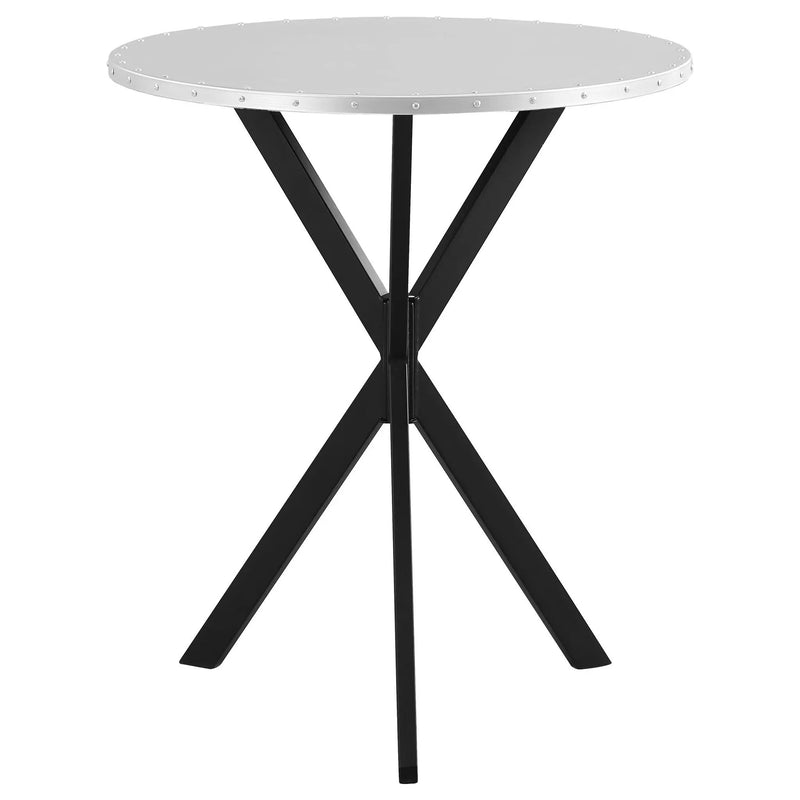 Kenzo Round 32-inch Galvanized Steel Bistro Bar Table Silver by Unique Piece Furniture