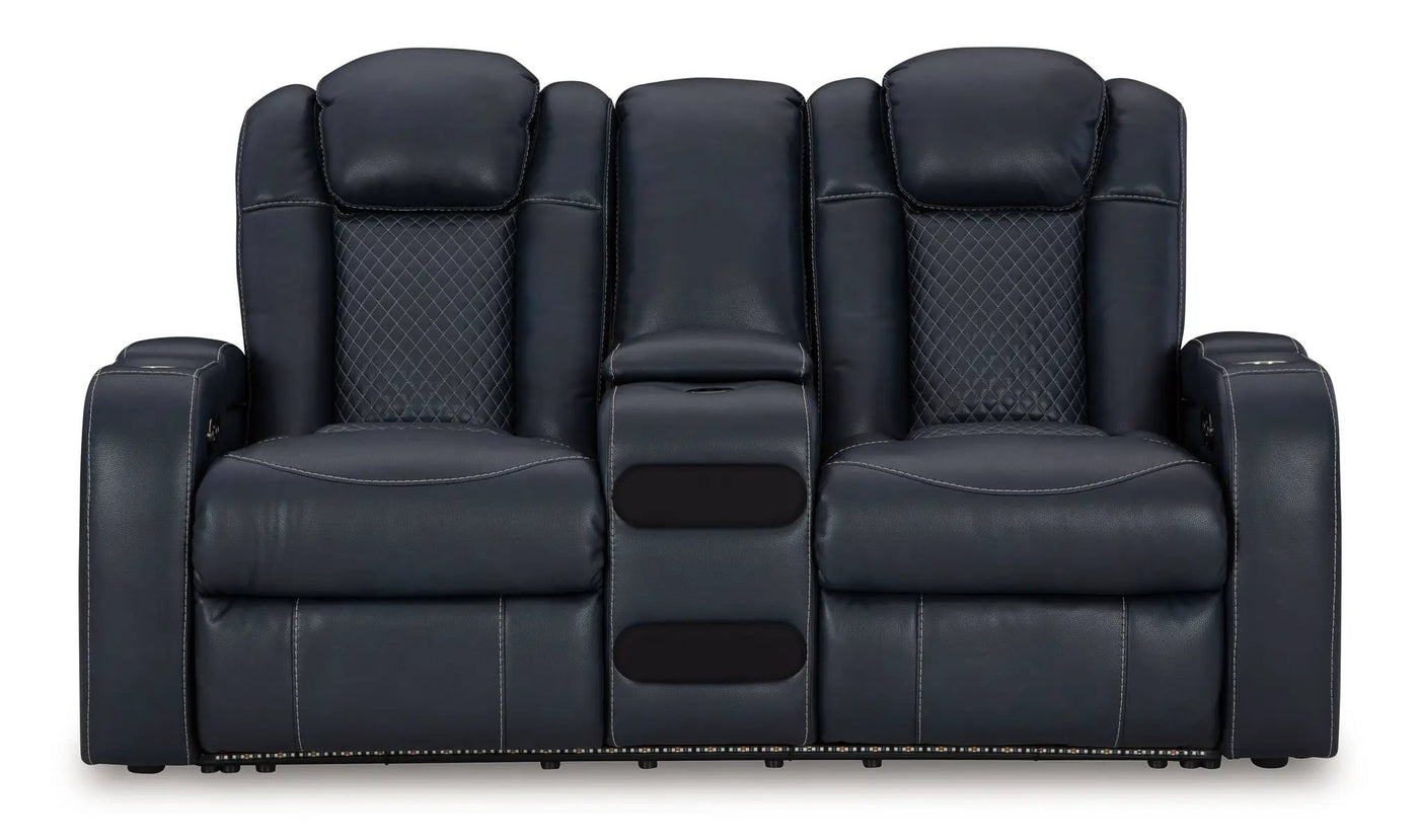 Fyne-dyme - Power Reclining Loveseat With Console/Adj Hdrst by Unique Piece Furniture