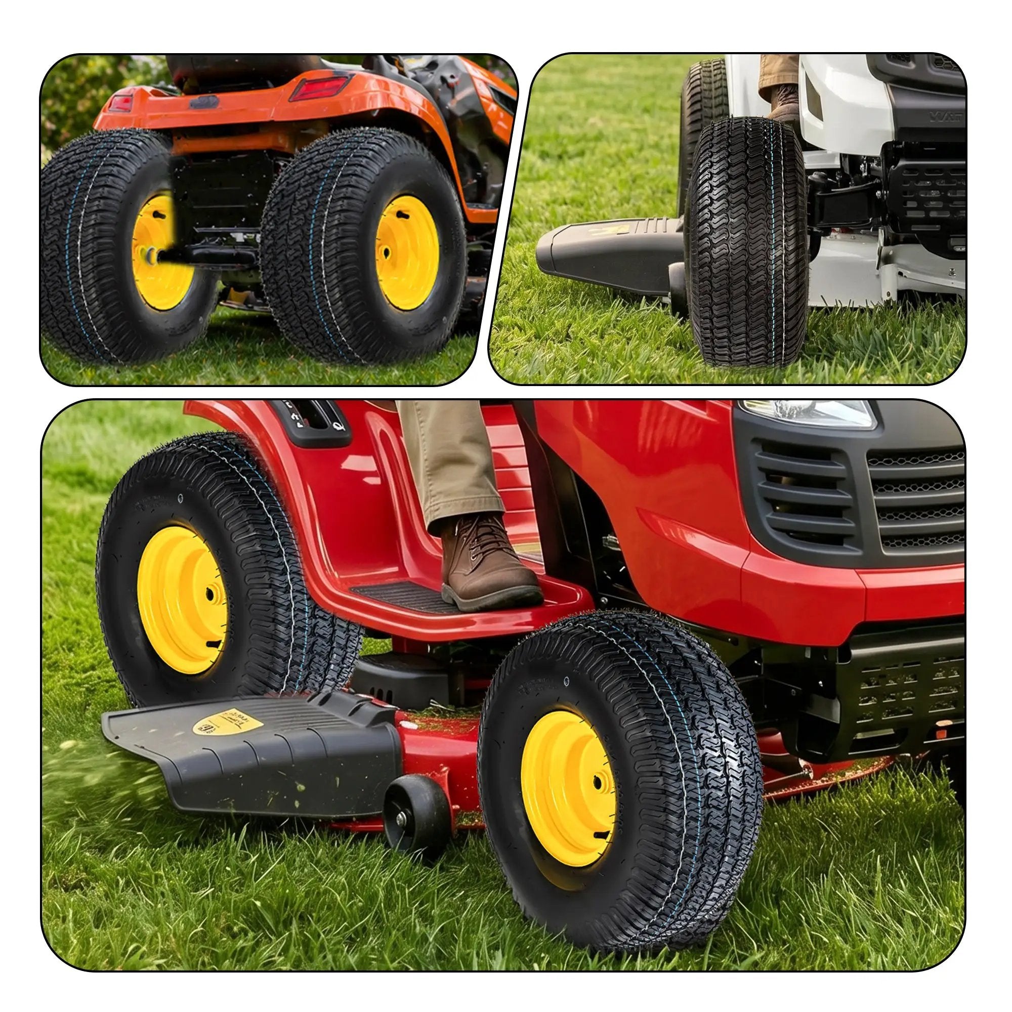 Set of 2 20x8.00-8 Lawn Mower Tires and Wheel Assembly by HouseOfZazla