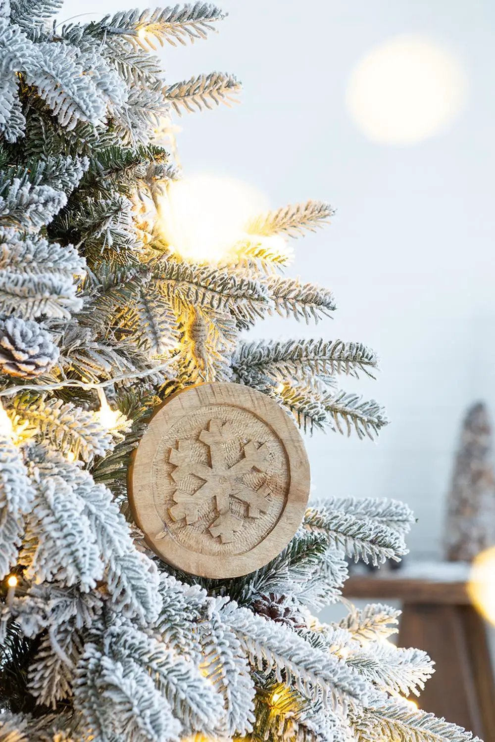 Wooden Hanging Circle With Snowflake Cut Decorative Hanging Christmas Tree Ornaments For Holiday Party Decorations (Set of 12) - Multi by Unique Piece Furniture