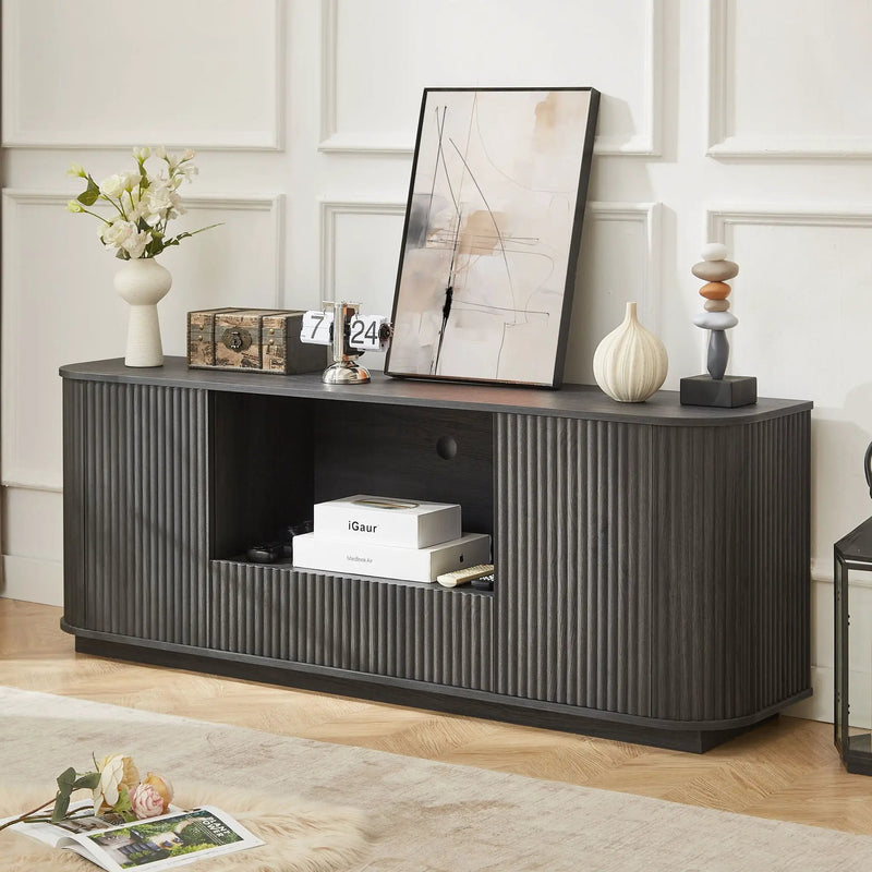 Modern Wavy TV Stand Rounded Sideboard With Storage Cabinet by Unique Piece Furniture