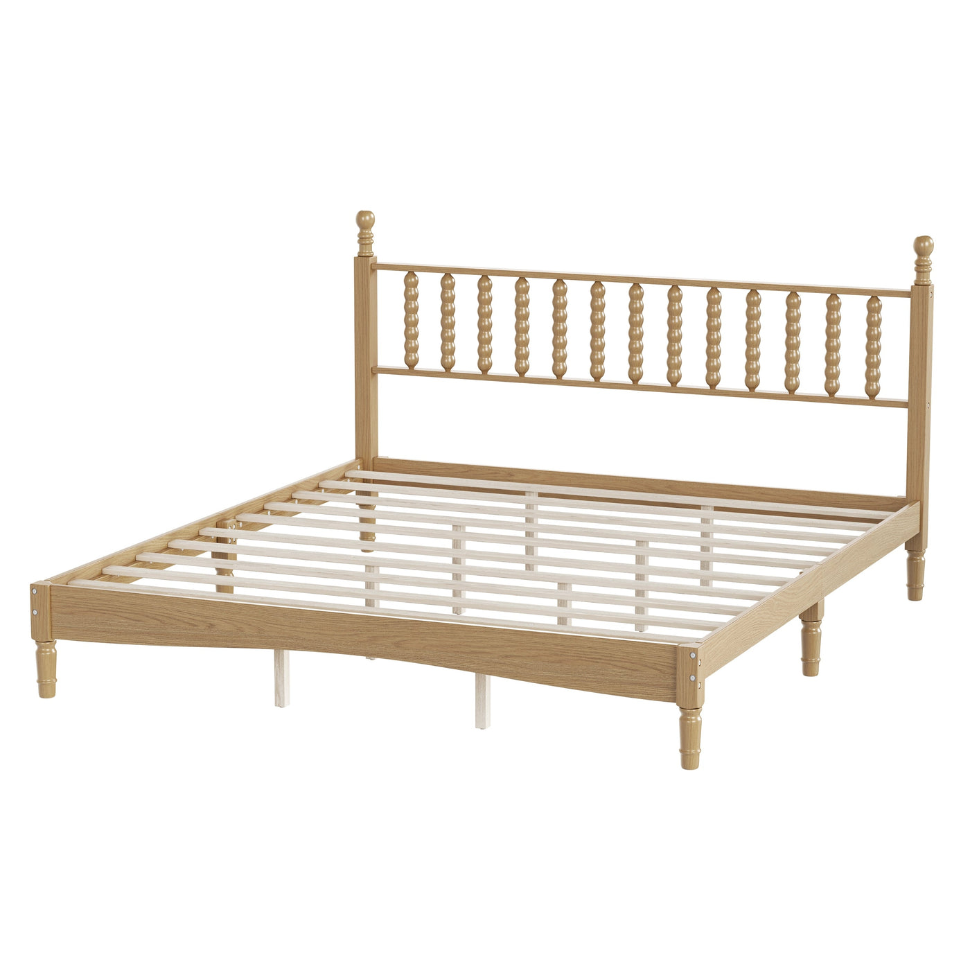 King Size Wood Platform Bed with Gourd Shaped Headboard by HouseOfZazla