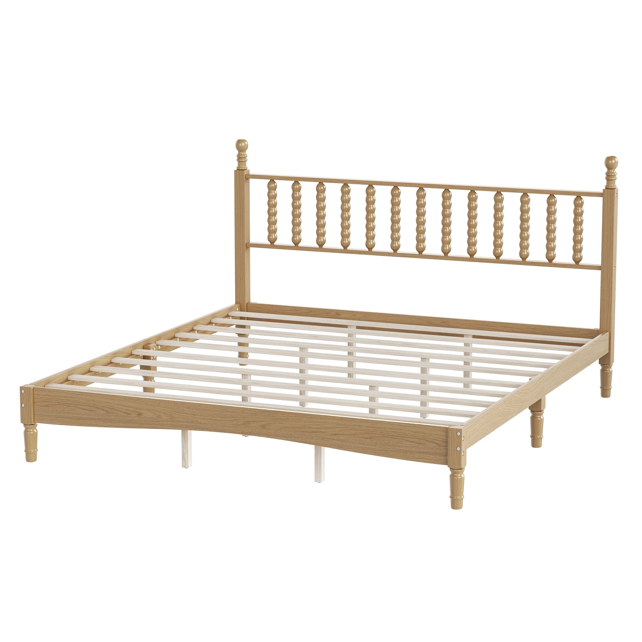 King Size Wood Platform Bed with Gourd Shaped Headboard by HouseOfZazla