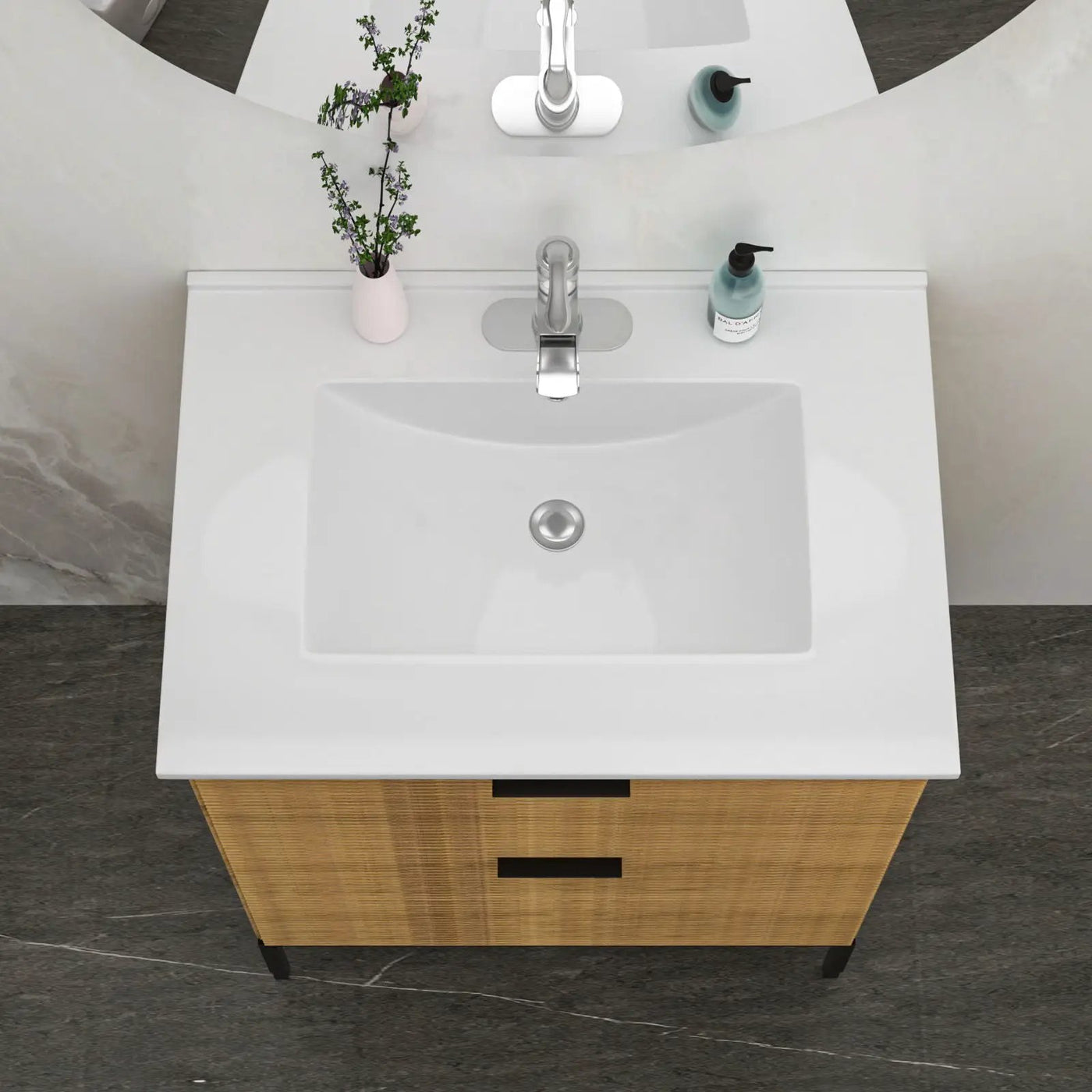 Premium Rectangular Vanity Top With Single Faucet Hole And Overflow by HouseOfZazla