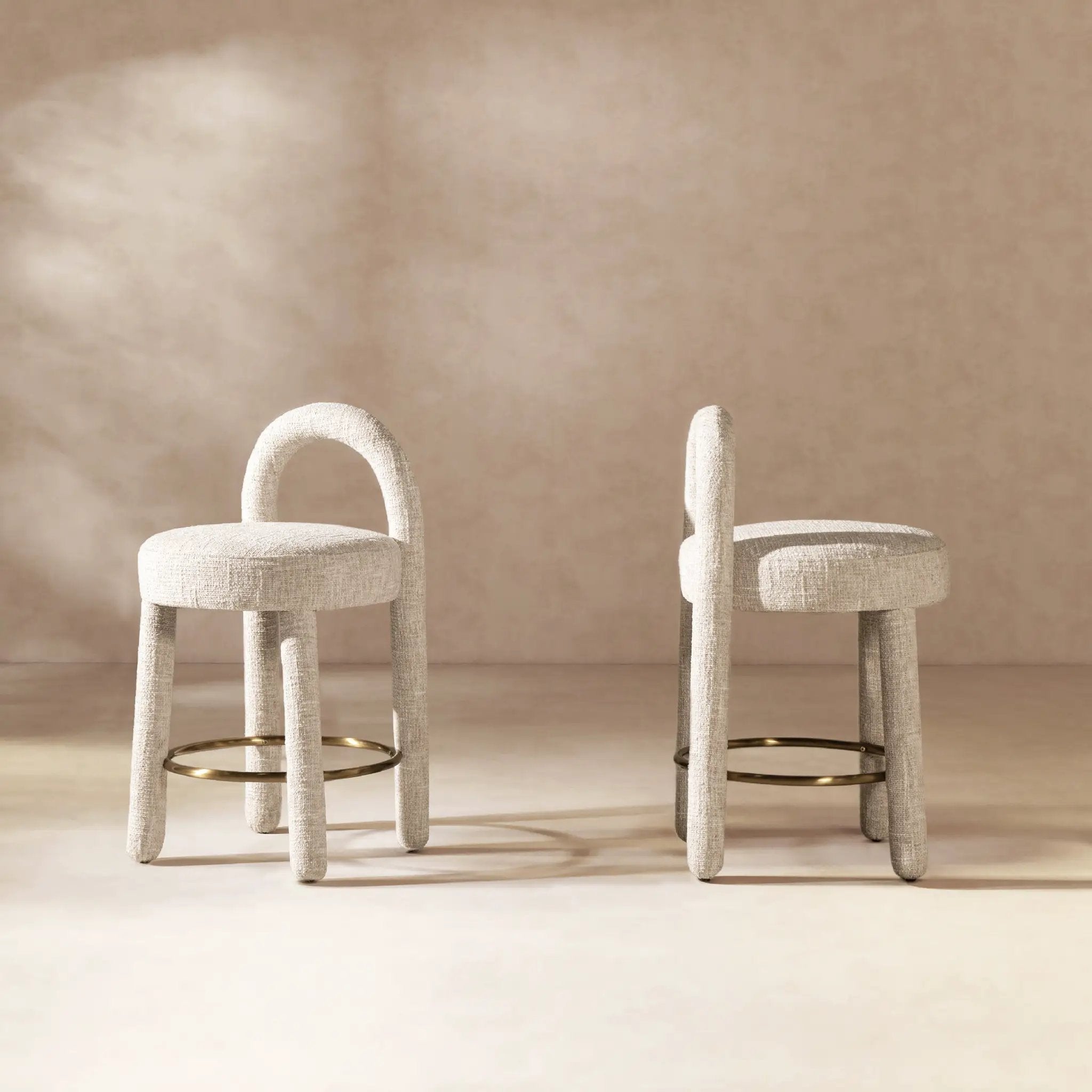 Penny 26.5" Round Arched Upholstered Counter Stool, Set of 2 by HouseOfZazla