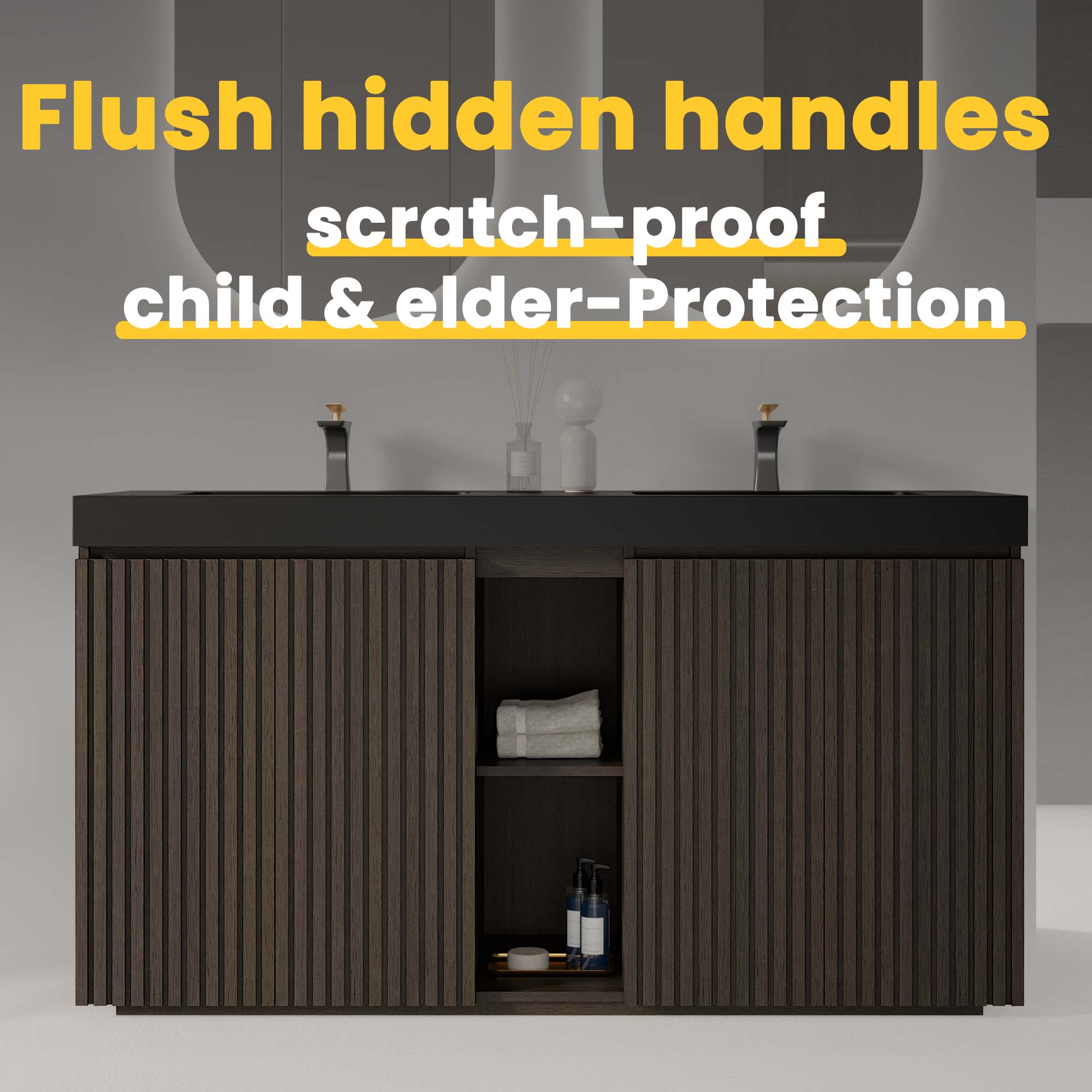 Galan 60" Smoked Oak Bathroom Vanity by HouseOfZazla