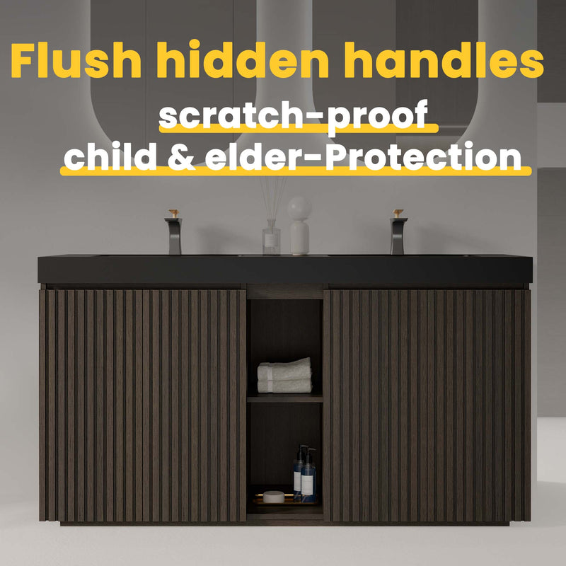 Galan 60" Smoked Oak Bathroom Vanity by HouseOfZazla