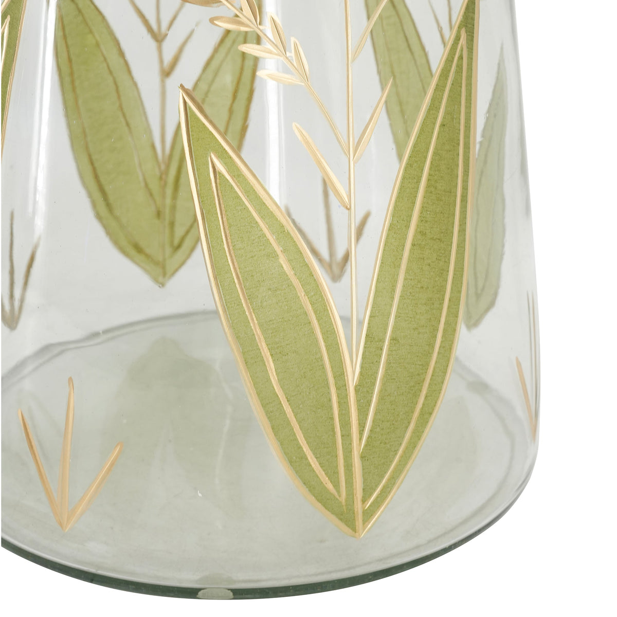 Round Glass Side Table with Hand-Painted Glass Base and Wood Top, photo 6 of 9