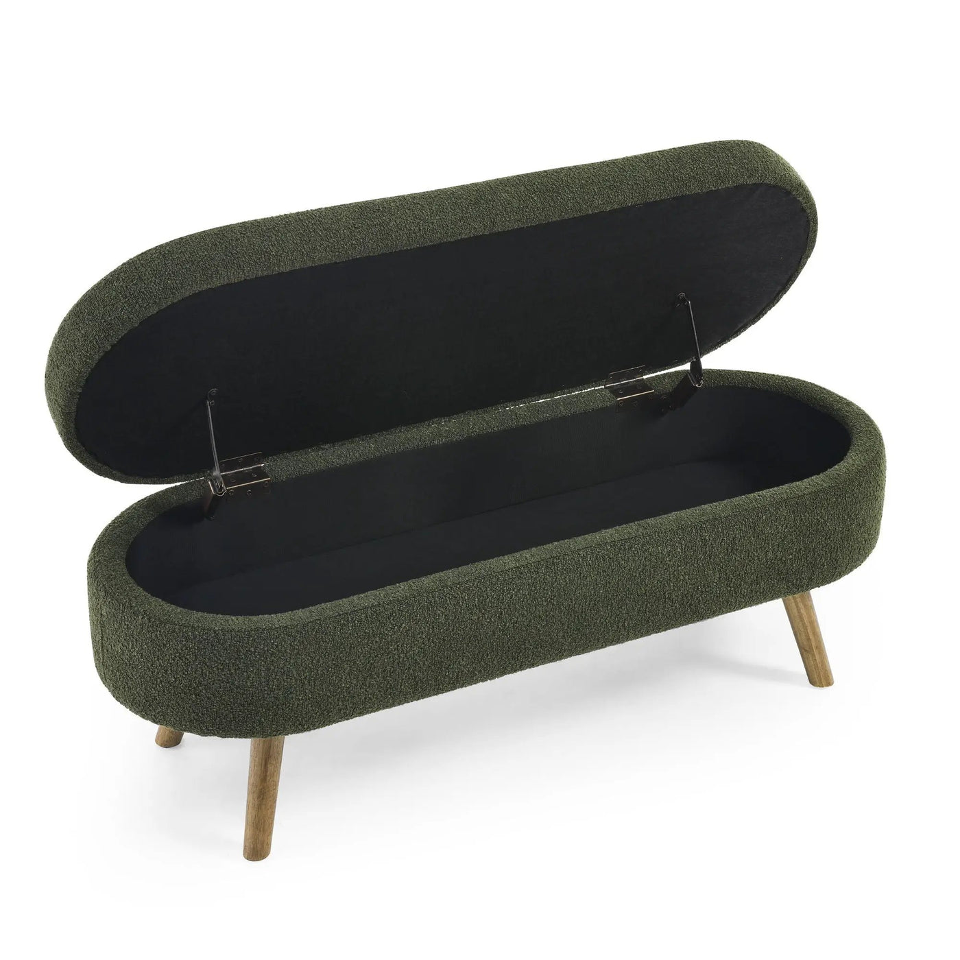 Ottoman Oval Storage Bench With Rubber Wood Legs by HouseOfZazla