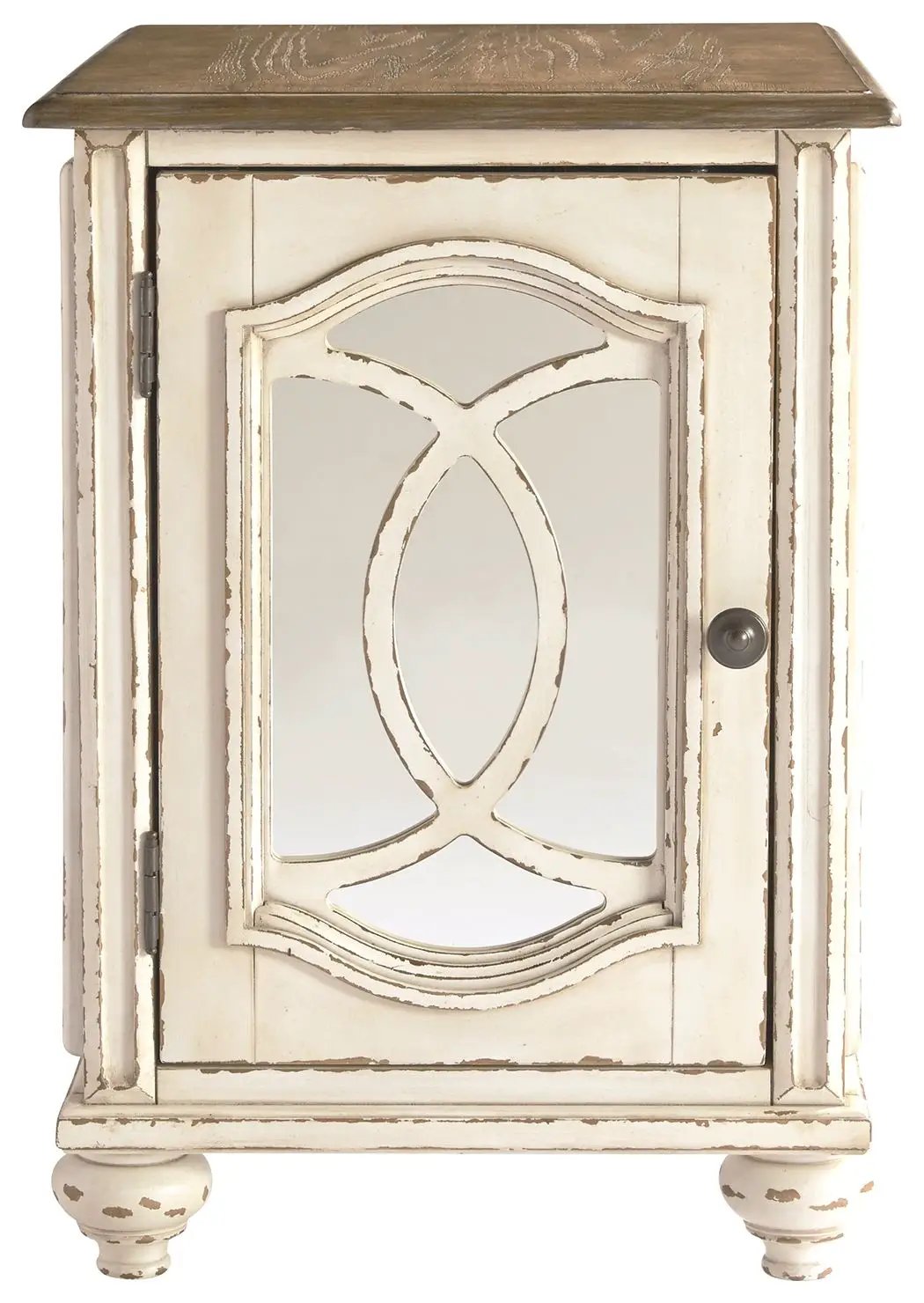 Realyn - Chair Side End Table - Insert Mirror - White / Brown by Unique Piece Furniture
