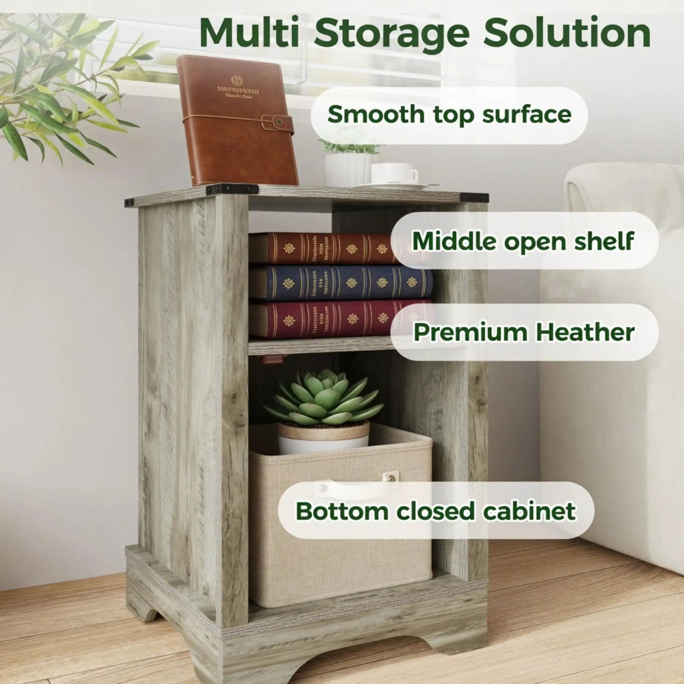 Farmhouse Nightstand, Charging Station & Storage by HouseOfZazla