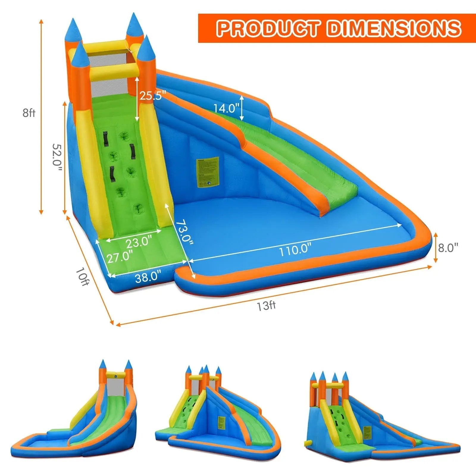 Inflatable Mighty Bounce House Jumper with Water Slide without Blower by DirectDeals