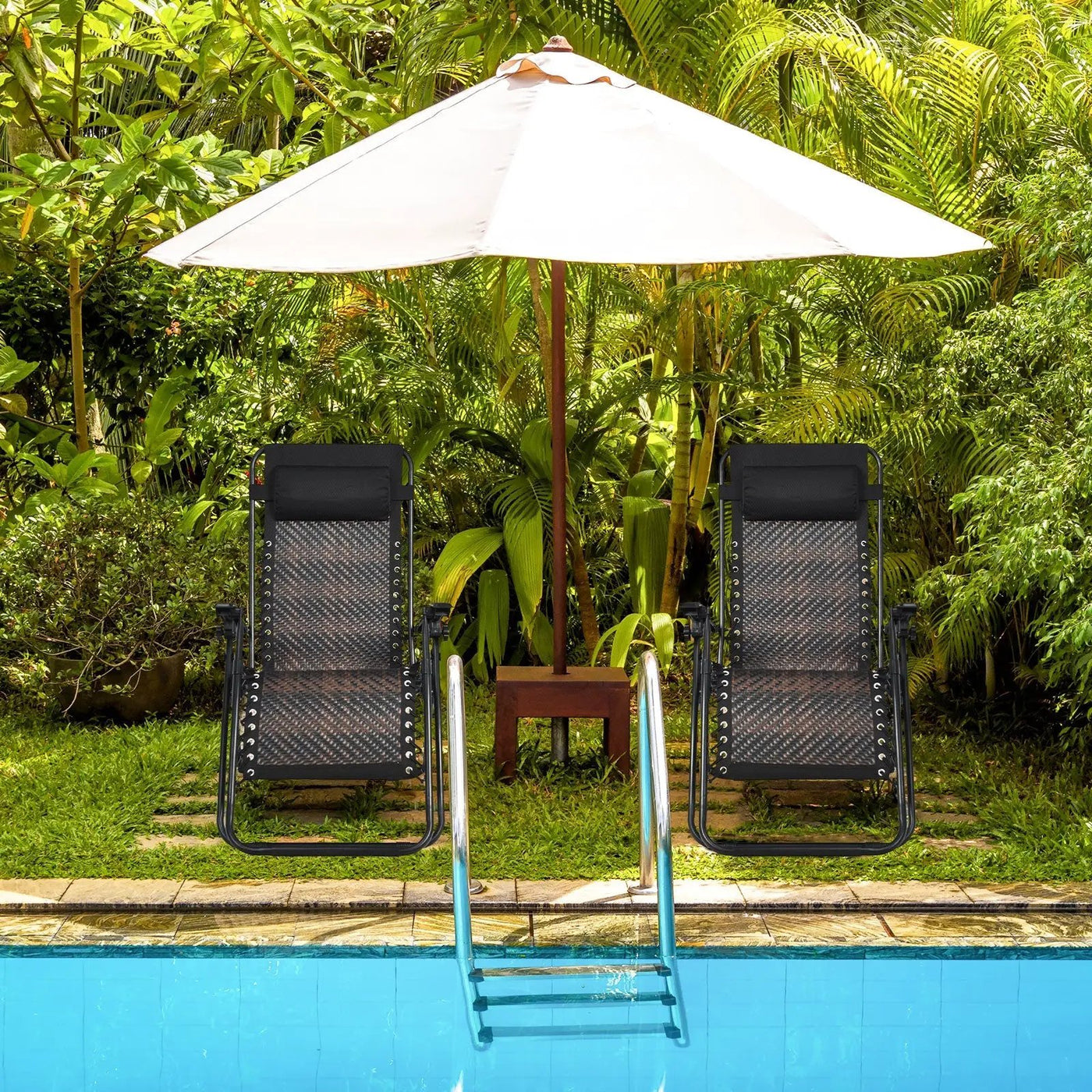 2 Pieces Folding Patio Rattan Zero Gravity Lounge Chair by DirectDeals