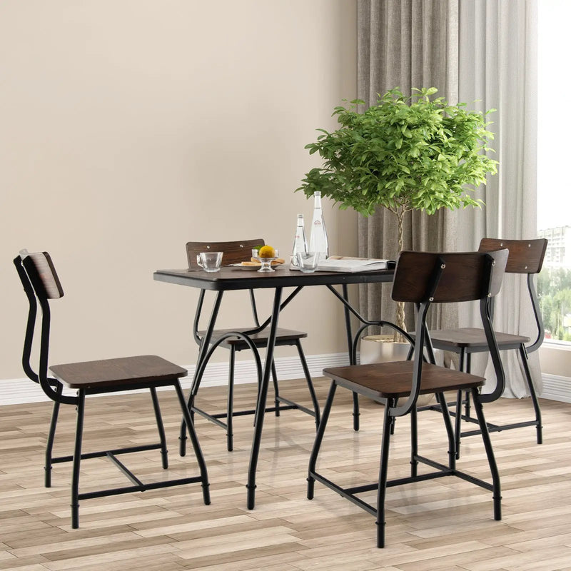43 x 27.5 Inch Industrial Style Dining Table with Adjustable Feet-Rustic Brown by DirectDeals