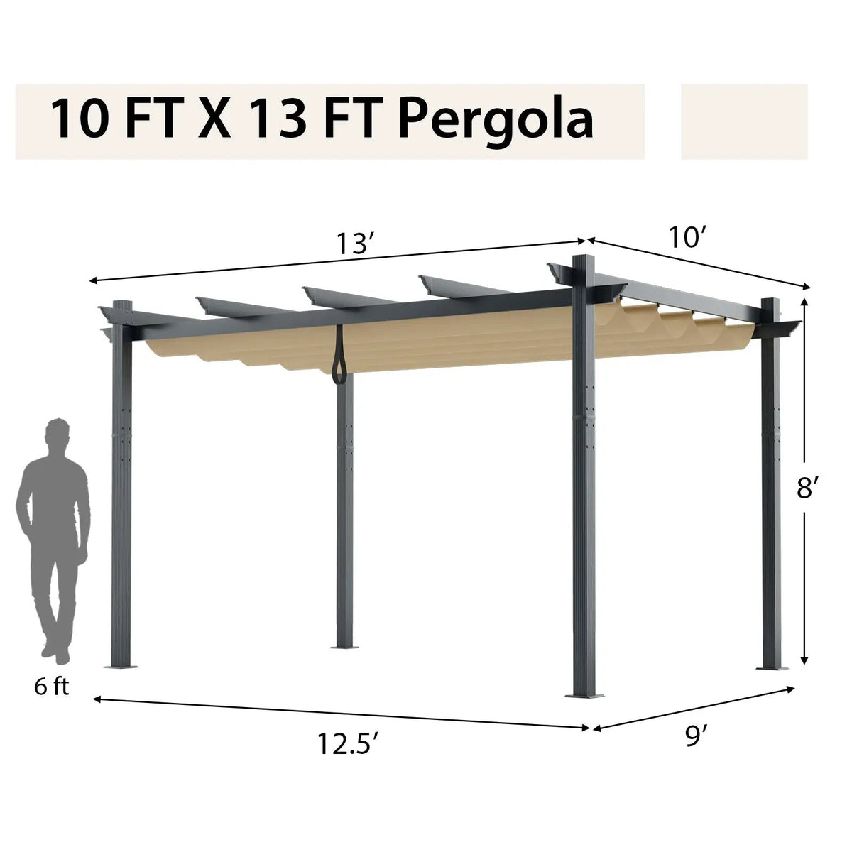 10 x 13 Feet Outdoor Aluminum Retractable Pergola Canopy Shelter by DirectDeals