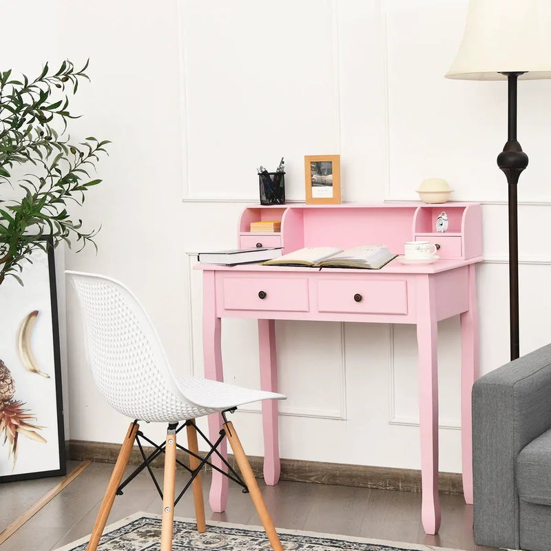 Writing Desk 2-Tier Vanity Desk Computer Desk with 4 Drawers by DirectDeals