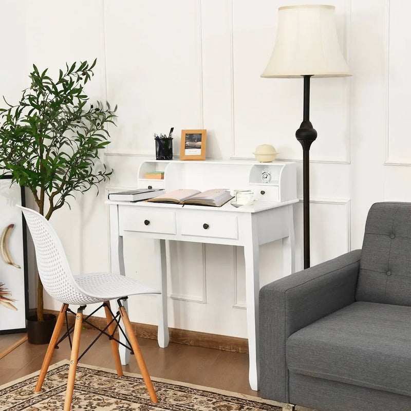 Writing Desk 2-Tier Vanity Desk Computer Desk with 4 Drawers by DirectDeals