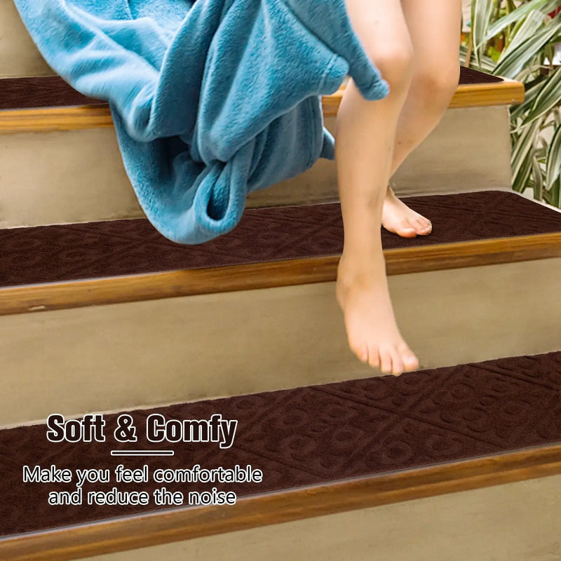 15Pcs Indoor Non-Slip Stair Carpet Mats for Wooden Steps by DirectDeals