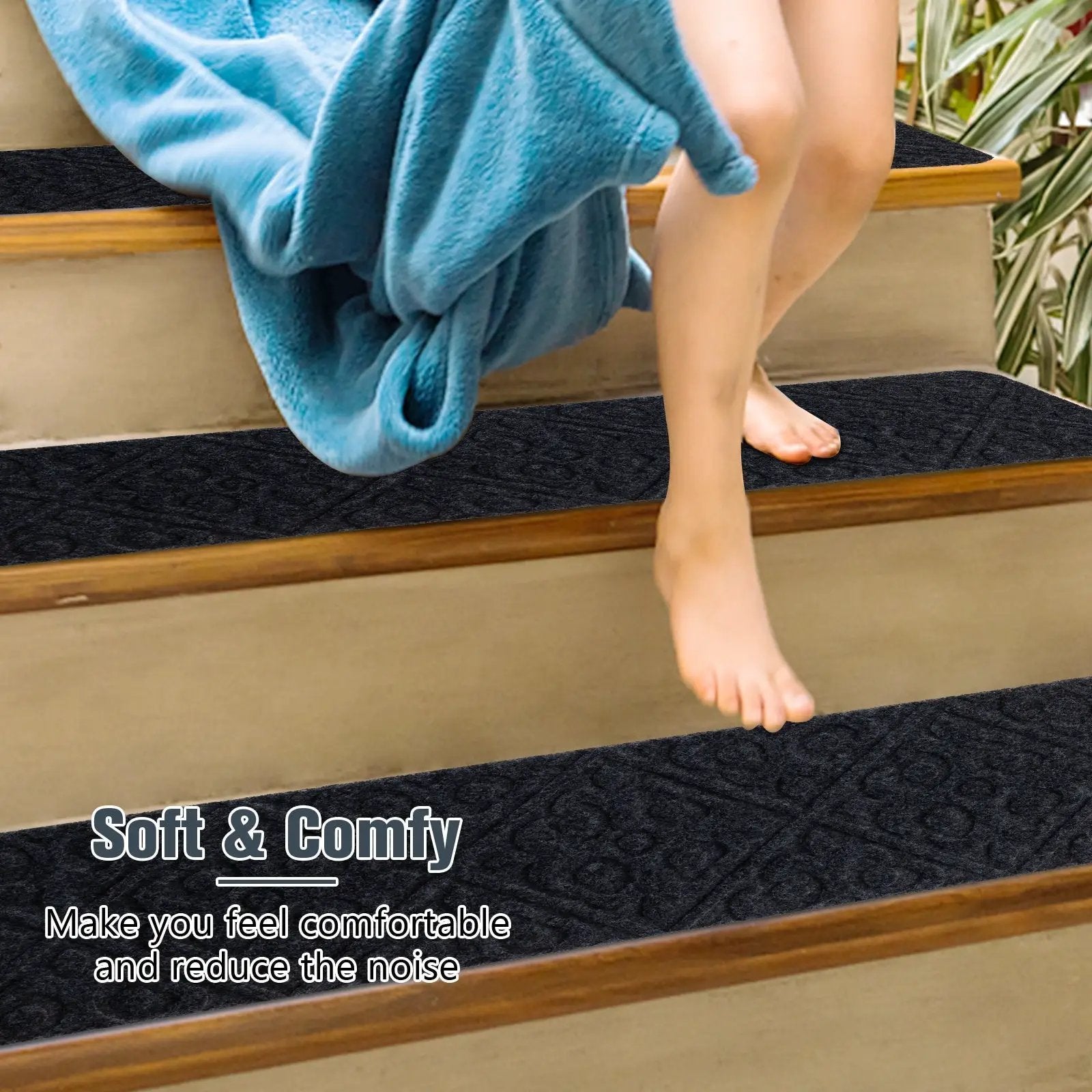 15Pcs Indoor Non-Slip Stair Carpet Mats for Wooden Steps by DirectDeals