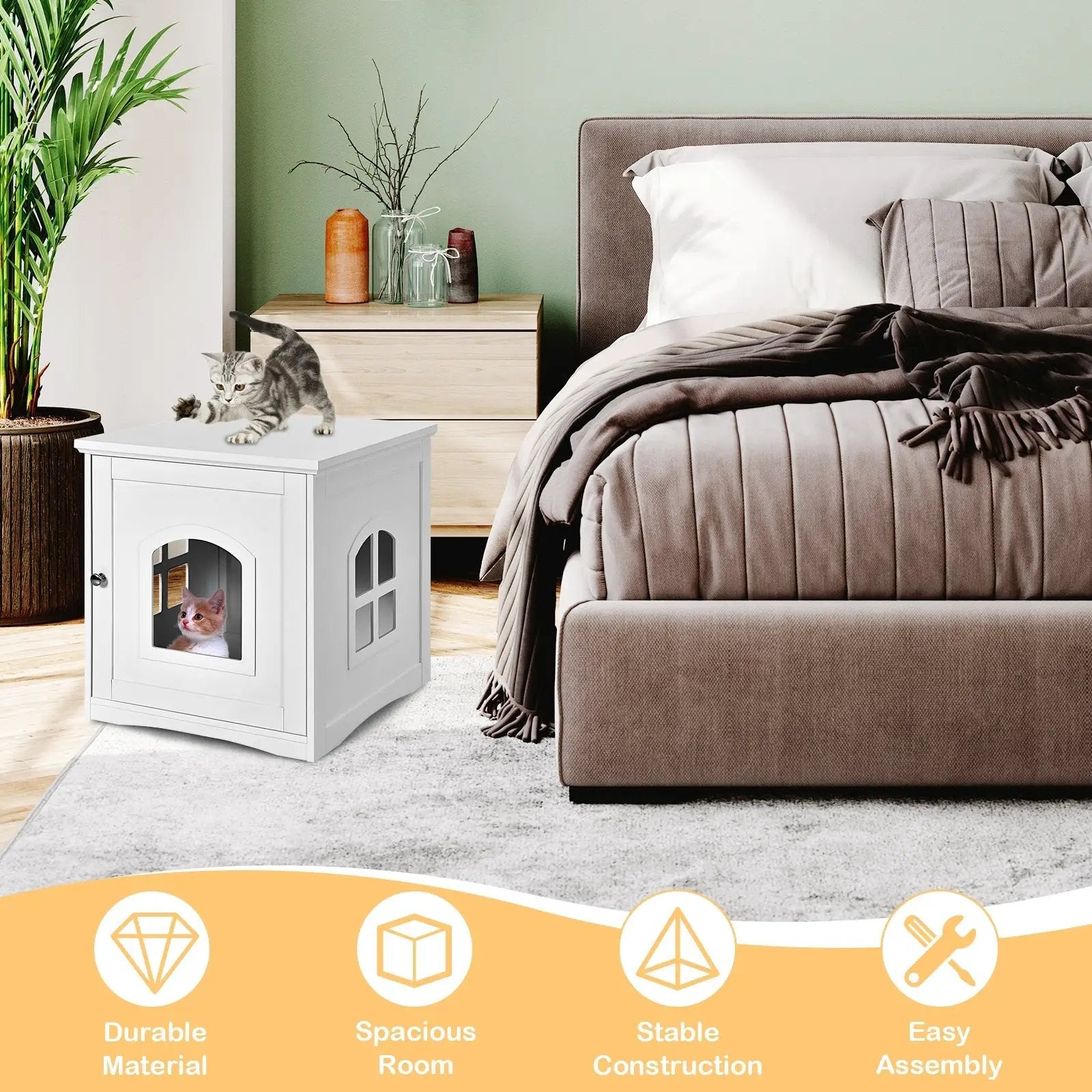 Side Table Nightstand Decorative Cat House by DirectDeals
