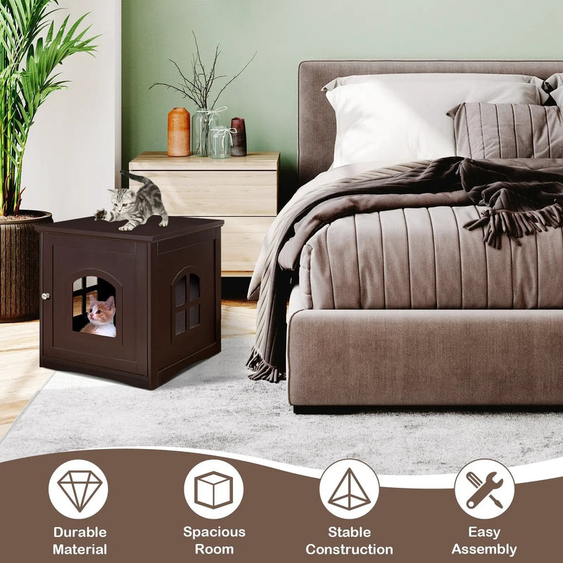 Side Table Nightstand Decorative Cat House by DirectDeals