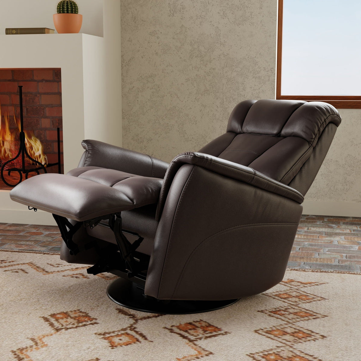 Swivel Glider Recliner with Adjustable Headrest & Footrest - Brown or Beige, photo 5 of 26