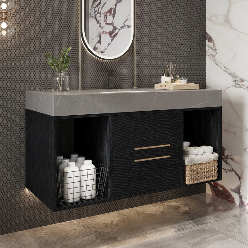 39.4 Inches Single Contemporary Floating Bathroom Vanity by HouseOfZazla